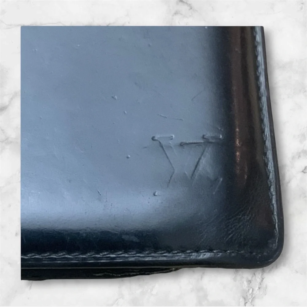 LOUIS VUITTON Bifold Wallet Black Leather
